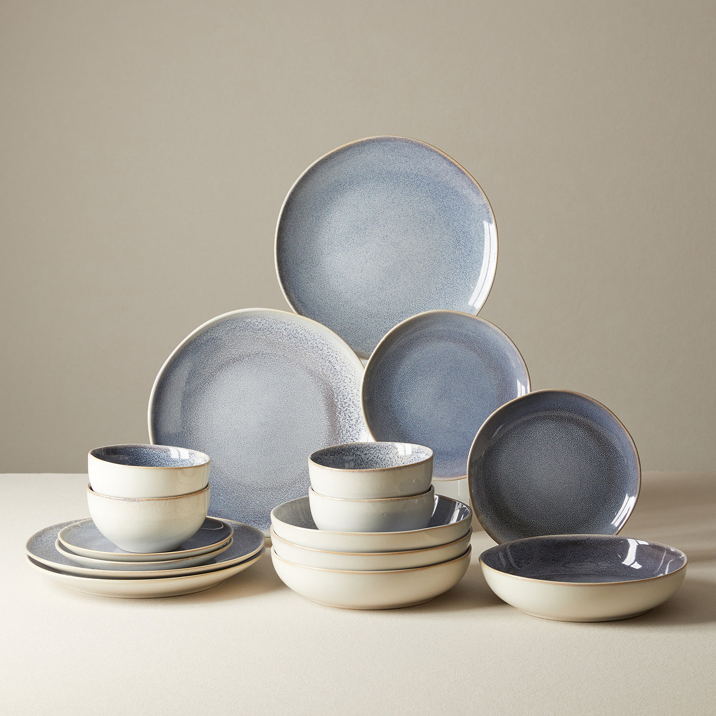 JIWOO-Lovina, 16pcs Essensset, Mikrowellengeeignet und Spülmaschinengeeignet