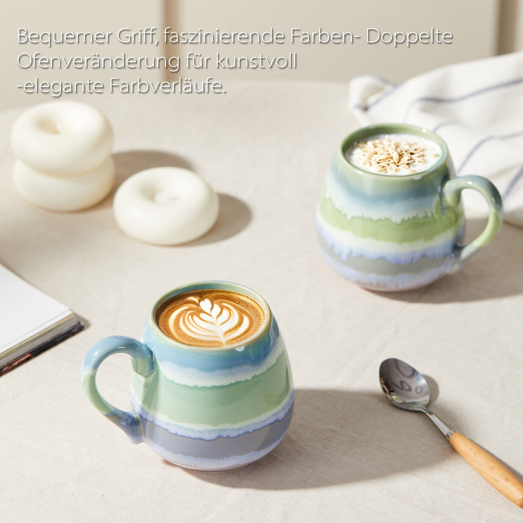 JIWOO-Mountain&Sea, 2-teiliges 560ml Tasse, Mikrowellengeeignet und Spülmaschinengeeignet
