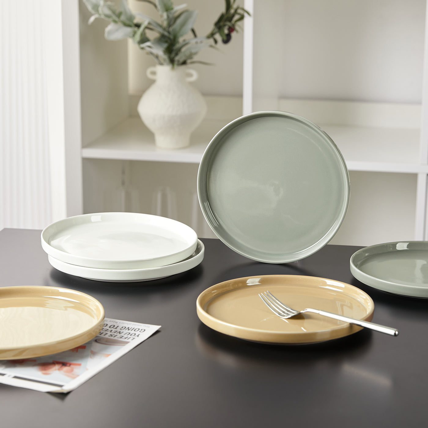 JIWOO-Beira, 6pcs, 8Zoll 21cm Essteller, Mikrowellengeeignet und Spülmaschinengeeignet