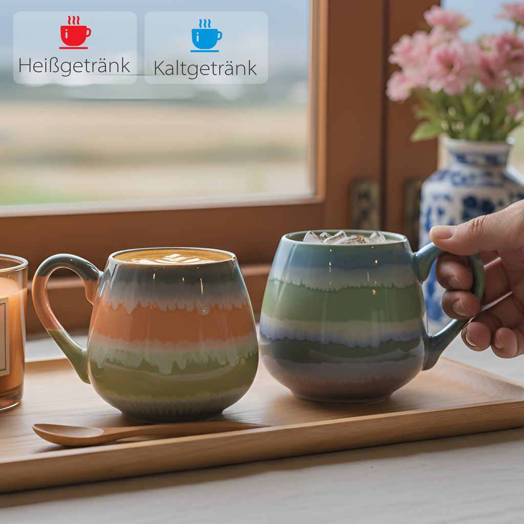 JIWOO-Mountain&Sea, 2-teiliges 560ml Tasse, Mikrowellengeeignet und Spülmaschinengeeignet