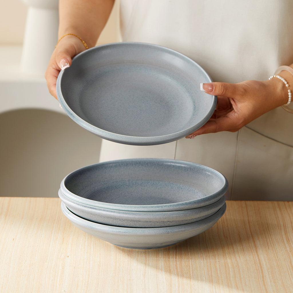 JIWOO-Zen, 4pcs, 8,5zoll 22cm Suppenteller, Mikrowellengeeignet und Spülmaschinengeeignet