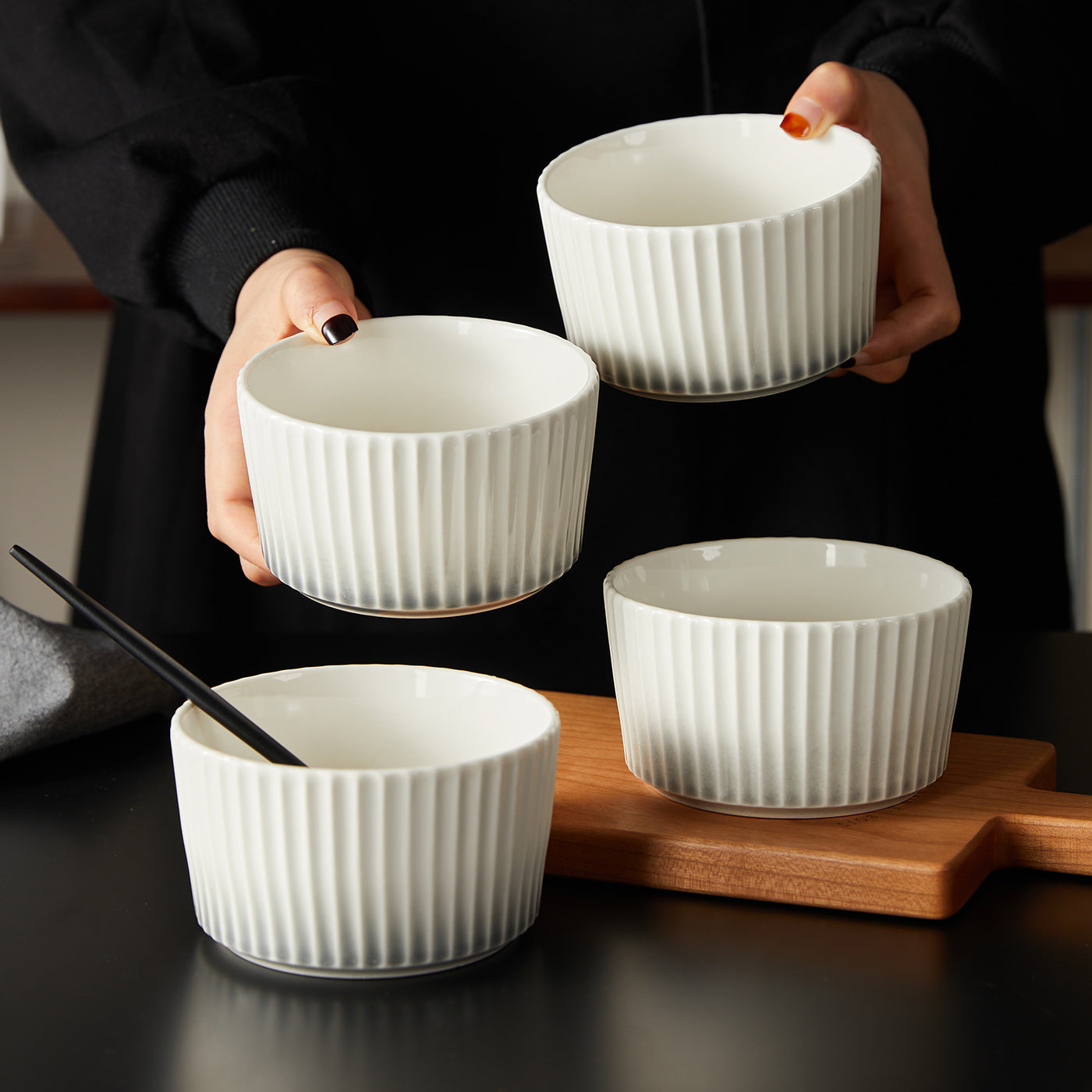 JIWOO-Collins, 4pcs, 4,5zoll 11cm Schüssel, Mikrowellengeeignet und Spülmaschinengeeignet