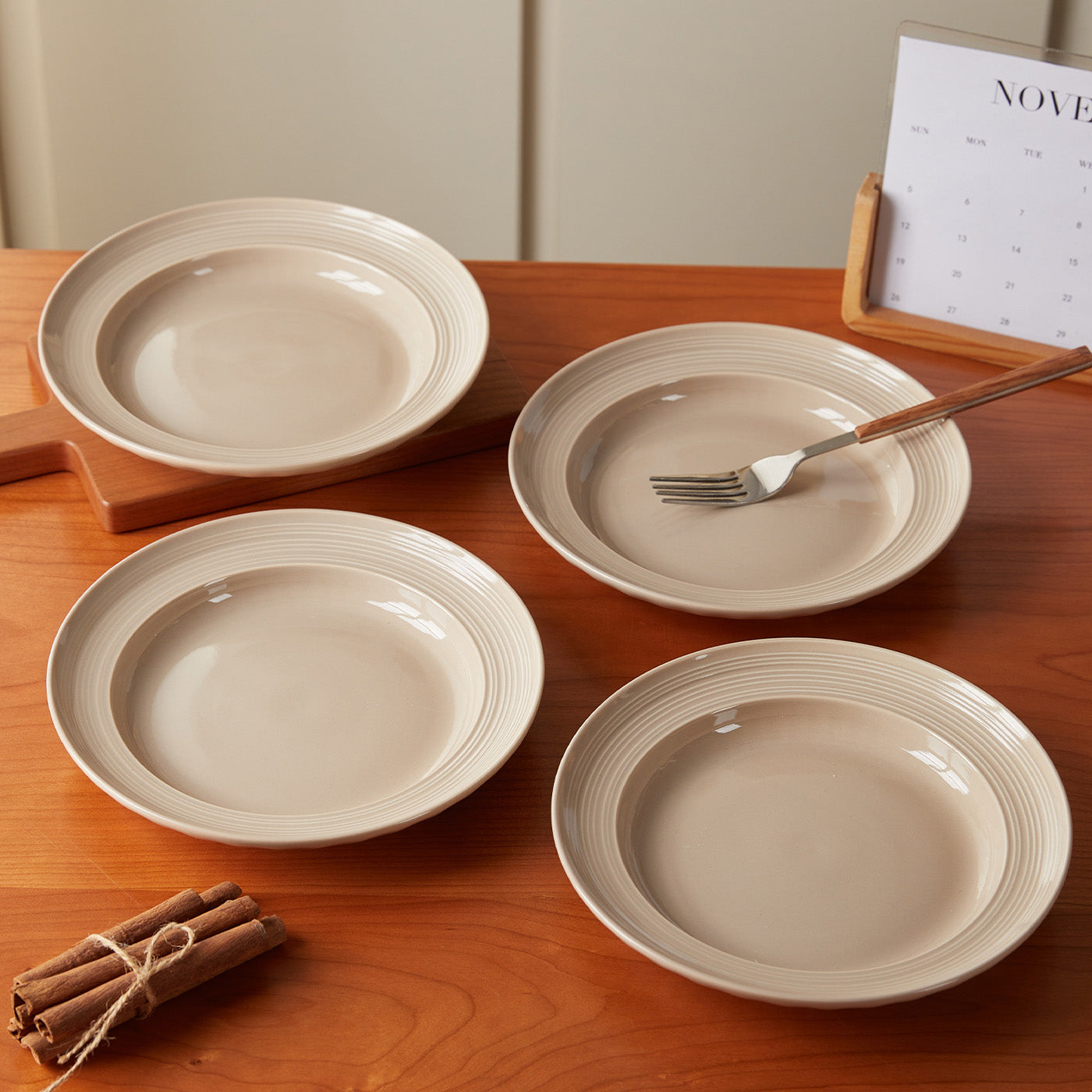 JIWOO-Light stream, 4pcs, 8Zoll 20,4cm Flache Teller, Mikrowellengeeignet und Spülmaschinengeeignet