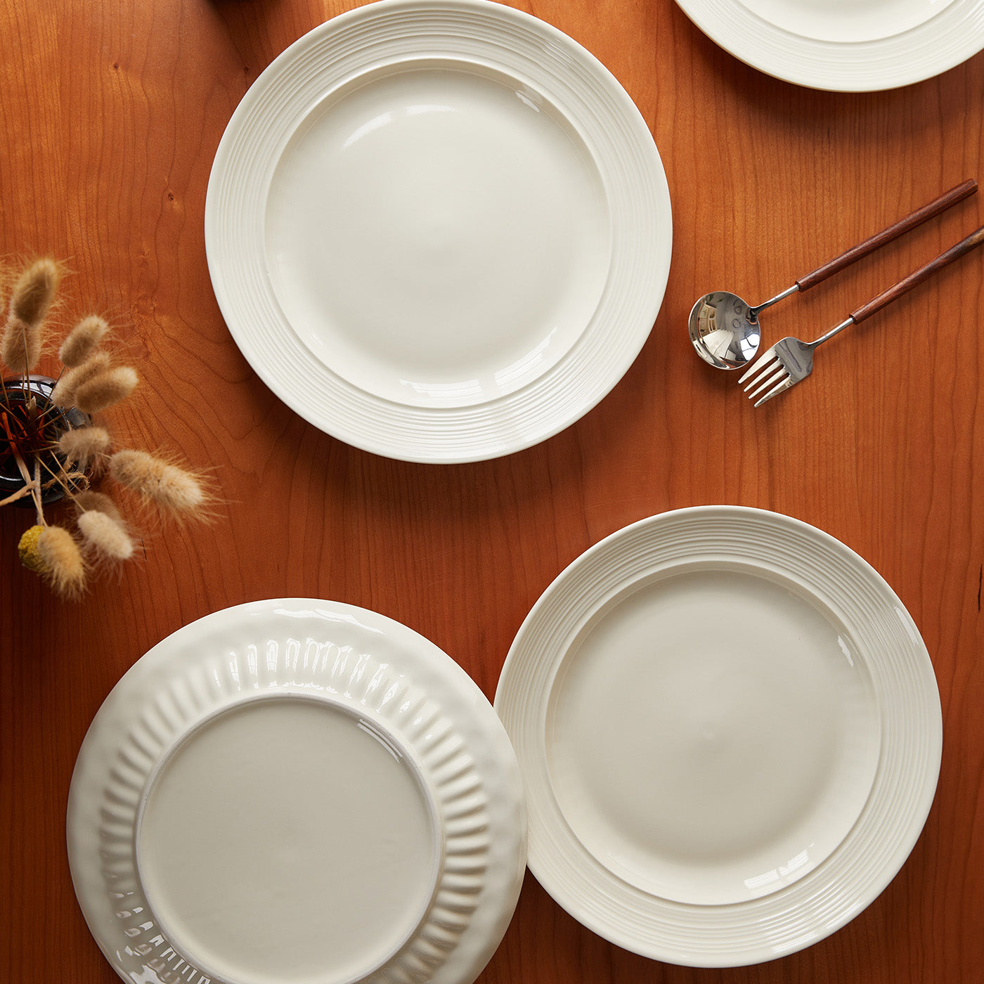 JIWOO-Light Stream, 4pcs, 10Zoll 25,4cm Teller, Mikrowellengeeignet und Spülmaschinengeeignet