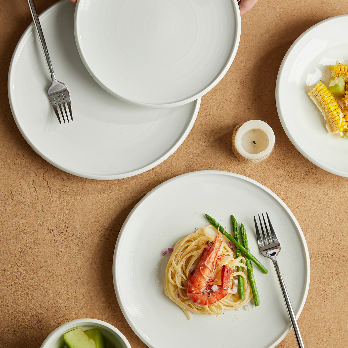 JIWOO-Zen, 4pcs, 10zoll 25,2cm Essteller, Mikrowellengeeignet und Spülmaschinengeeignet