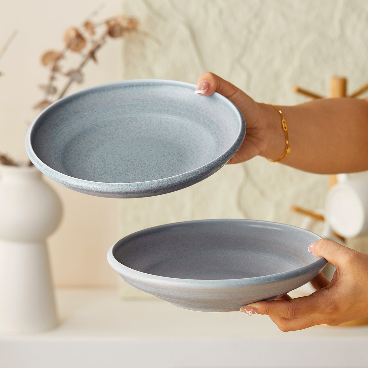 JIWOO-Zen, 4pcs, 8,5zoll 22cm Suppenteller, Mikrowellengeeignet und Spülmaschinengeeignet