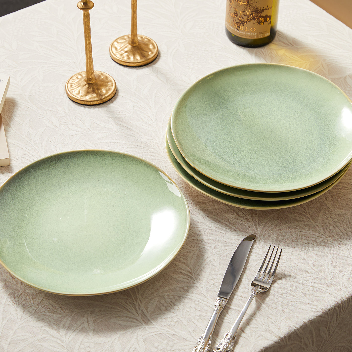 JIWOO-Lovina, 4pcs, 10,5zoll 27,7cm Essteller, Mikrowellengeeignet und Spülmaschinengeeignet