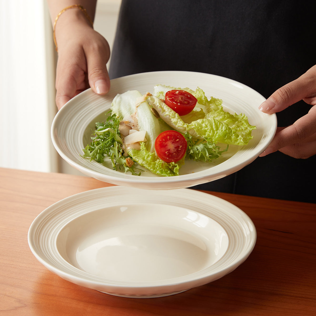 JIWOO-Light stream, 4-teiliges 20,4cm Flache Teller, Mikrowellengeeignet und Spülmaschinengeeignet