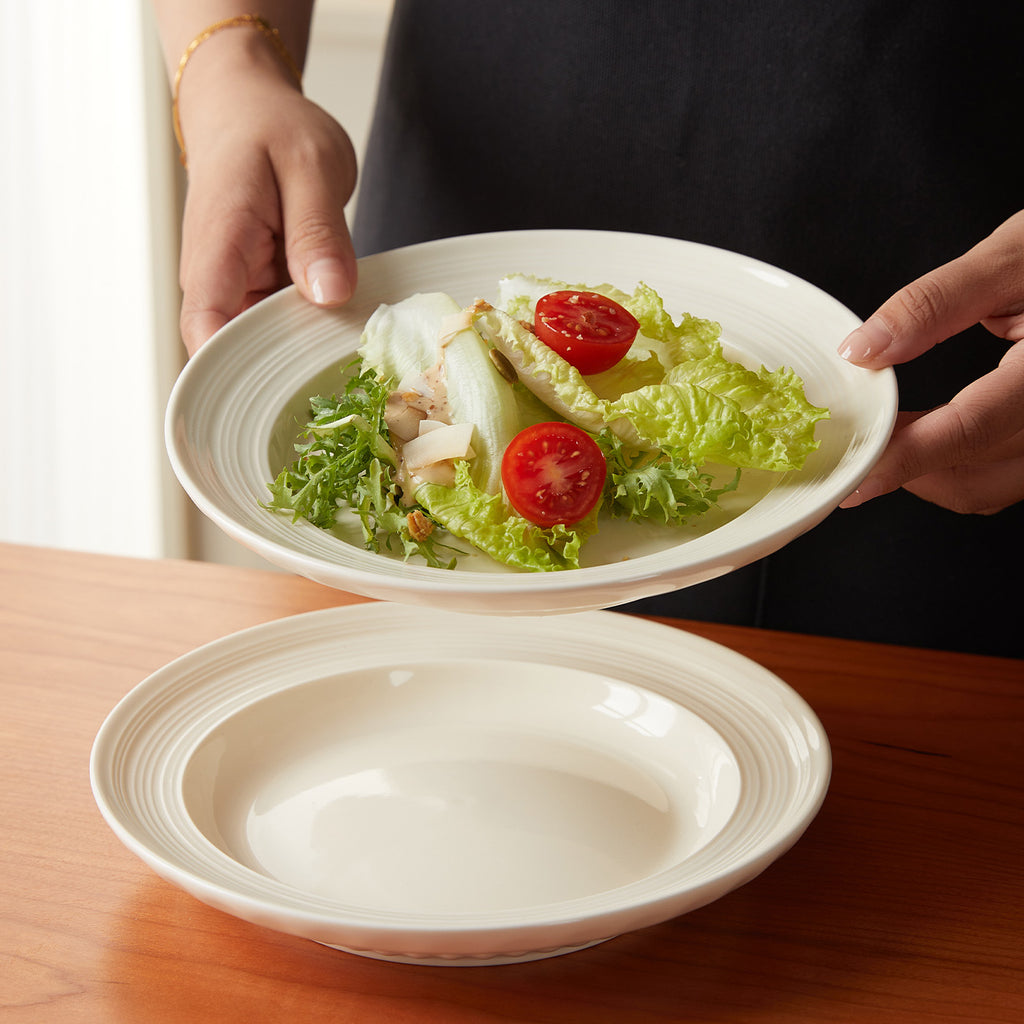 JIWOO-Light stream, 4-teiliges 20,4cm Flache Teller, Mikrowellengeeignet und Spülmaschinengeeignet