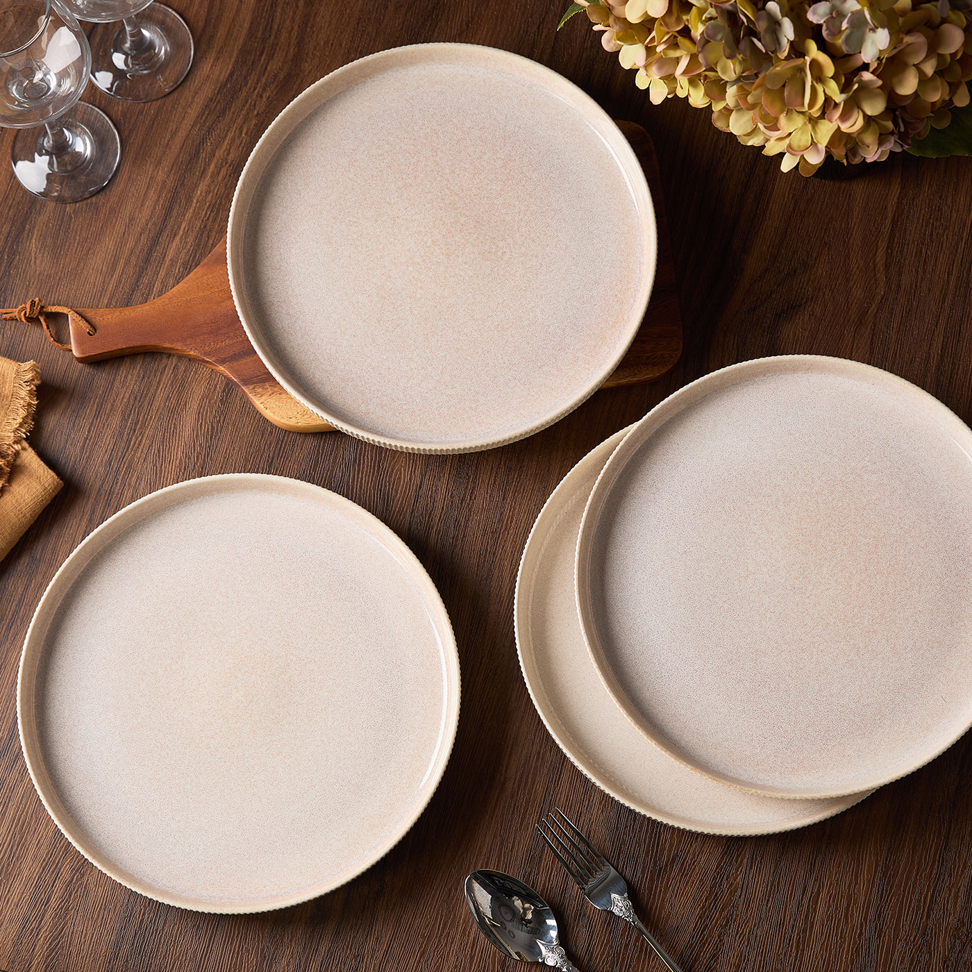 JIWOO-Roman Holiday, 4pcs, 10,5zoll 27,7cm  Essteller, Mikrowellengeeignet und Spülmaschinengeeignet