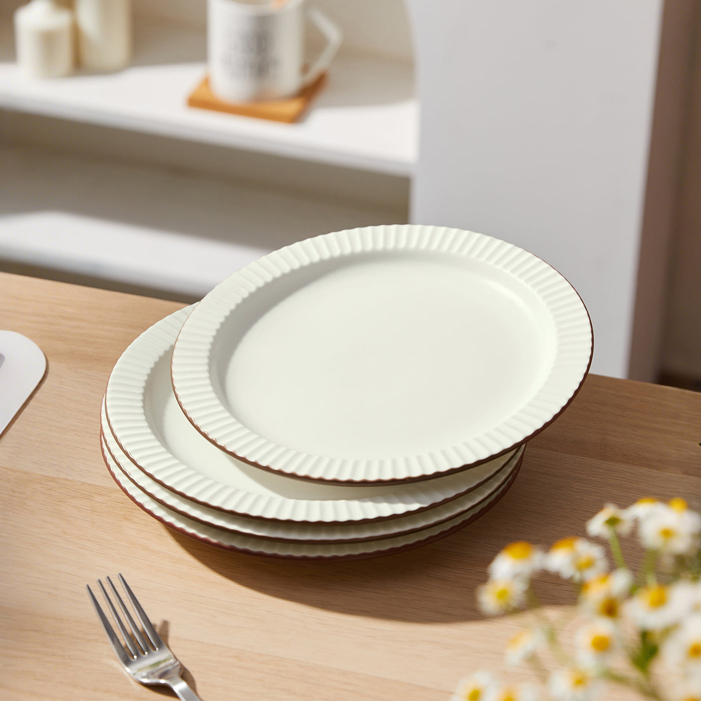 JIWOO-Collins, 4pcs, 8,5zoll 21,3cm Essteller, Mikrowellengeeignet und Spülmaschinengeeignet