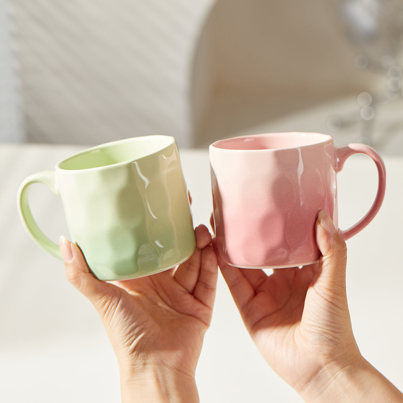 JIWOO-Cream, 4pcs, 360ml 8,5cm Tasse, Mikrowellengeeignet und Spülmaschinengeeignet