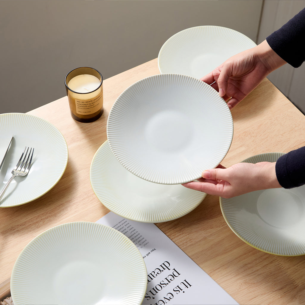 JIWOO-Moire, 6pcs, 8.5 inch 21.7cm Plates, Microwave and Dishwasher Safe