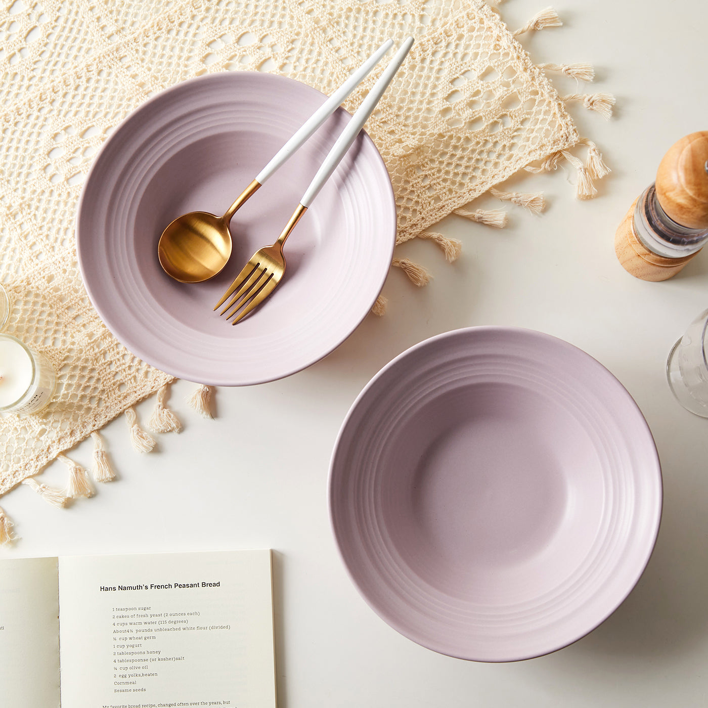 JIWOO-Lurcern, 4pcs, 8,5zoll 21,2cm Suppenteller, Mikrowellengeeignet und Spülmaschinengeeignet