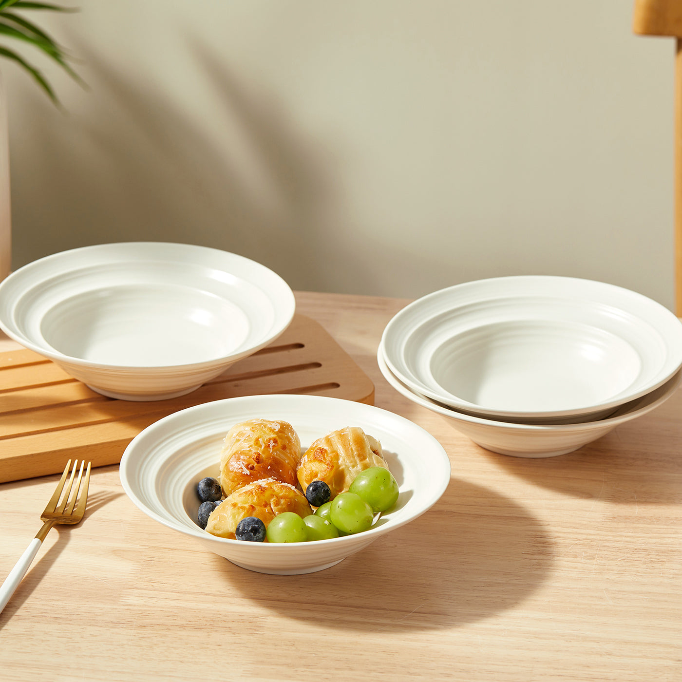 JIWOO-Lurcern, 4pcs, 8,5zoll 21,2cm Suppenteller, Mikrowellengeeignet und Spülmaschinengeeignet