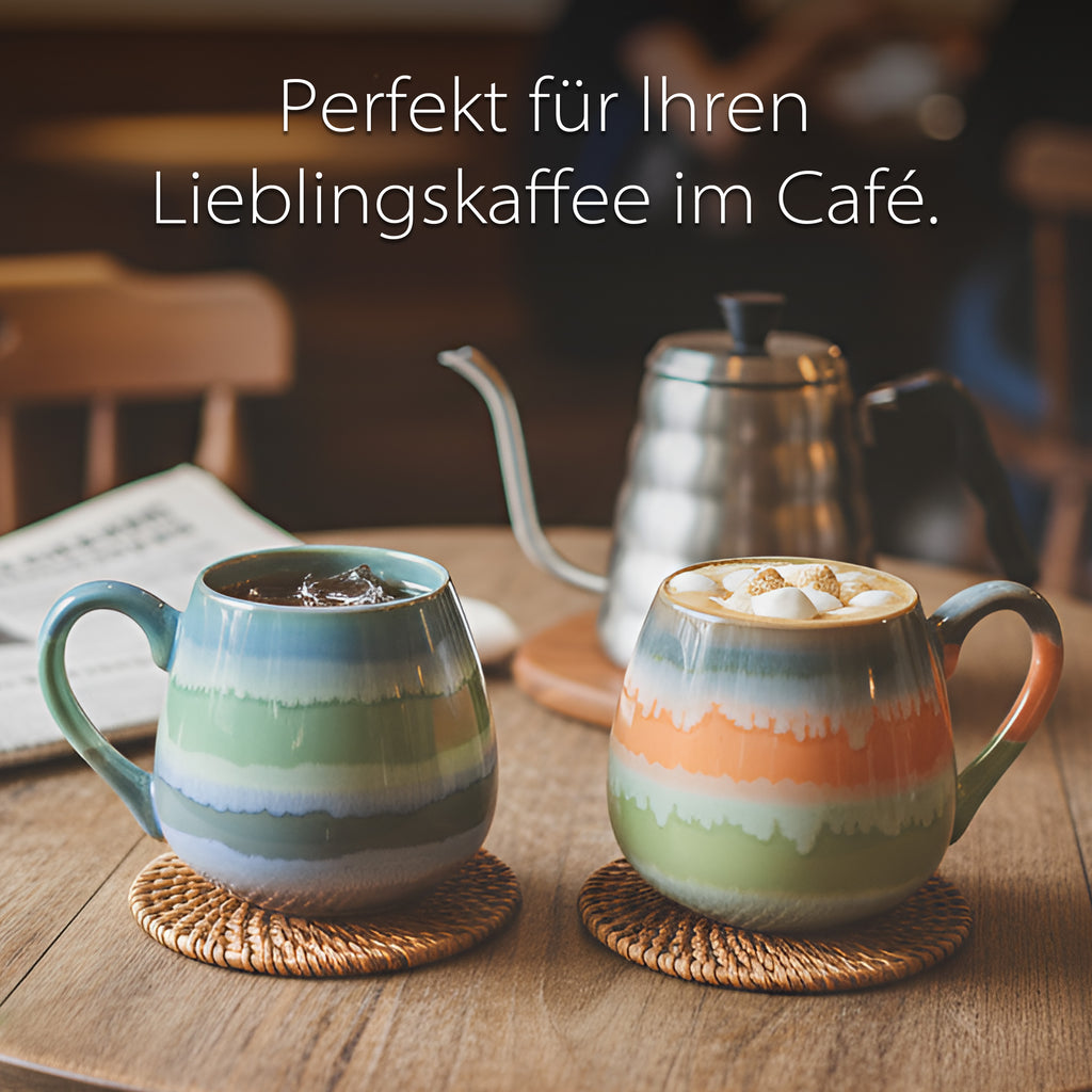 JIWOO-Mountain&Sea, 2-teiliges 560ml Tasse, Mikrowellengeeignet und Spülmaschinengeeignet