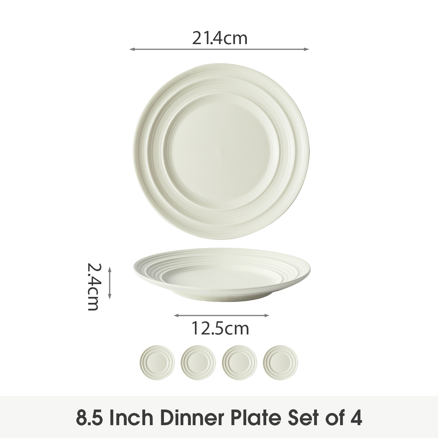 JIWOO-Lurcern, 4pcs, 8,5zoll 21,4cm Essteller, Mikrowellengeeignet und Spülmaschinengeeignet