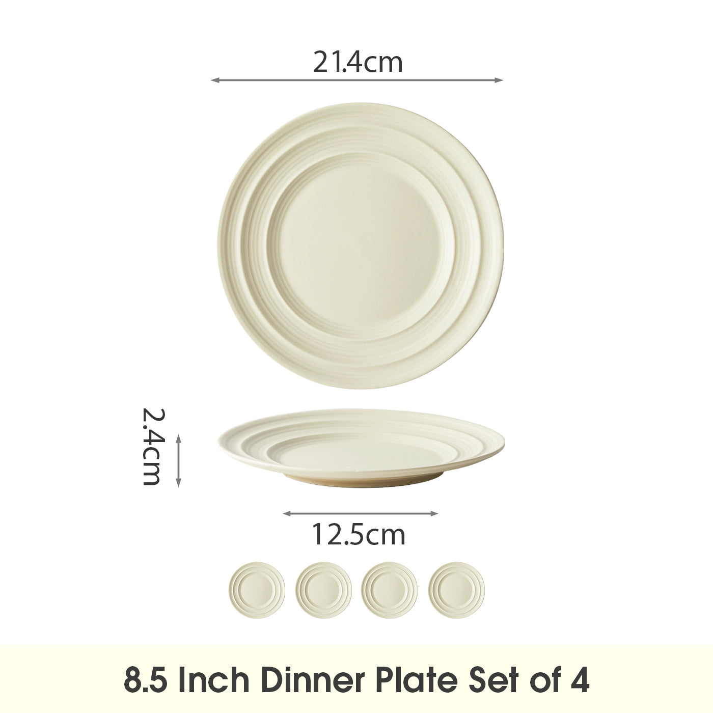 JIWOO-Lurcern, 4pcs, 8,5zoll 21,4cm Essteller, Mikrowellengeeignet und Spülmaschinengeeignet
