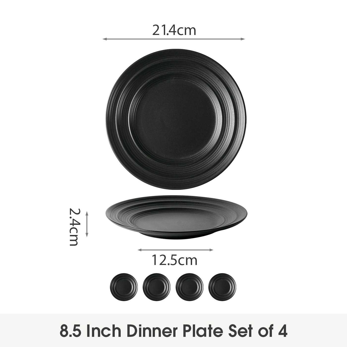 JIWOO-Lurcern, 4pcs, 8,5zoll 21,4cm Essteller, Mikrowellengeeignet und Spülmaschinengeeignet