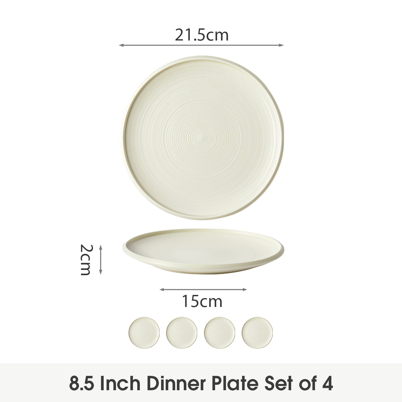 JIWOO-Zen, 4pcs, 8,5zoll 21,5cm Essteller, Mikrowellengeeignet und Spülmaschinengeeignet