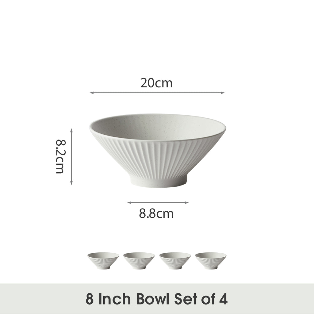 JIWOO-Collins, 4pcs, 8Zoll 20cm Schüssel, Mikrowellengeeignet und Spülmaschinengeeignet
