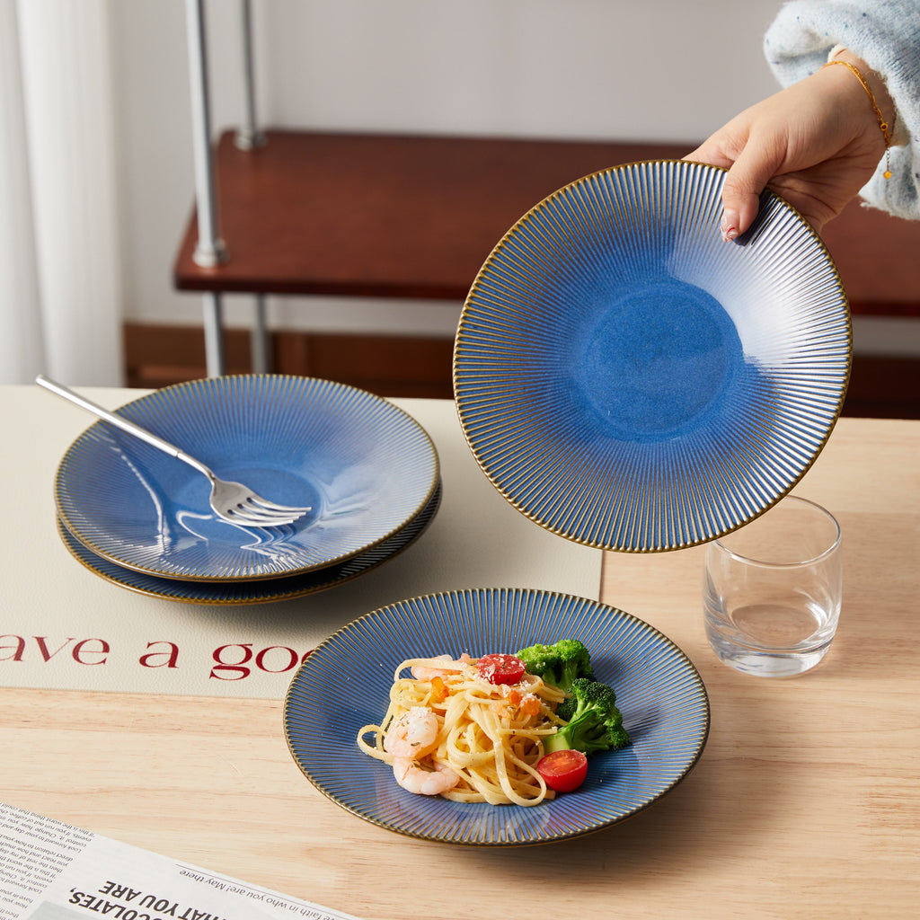 JIWOO-Moire, 4pcs, 8Zoll 21,2cm Teller, Mikrowellengeeignet und Spülmaschinengeeignet