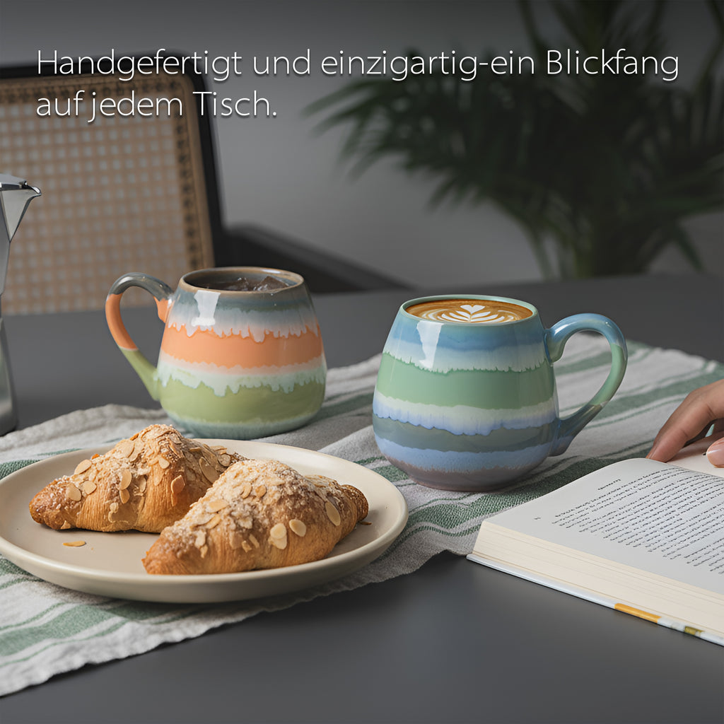JIWOO-Mountain&Sea, 2-teiliges 560ml Tasse, Mikrowellengeeignet und Spülmaschinengeeignet