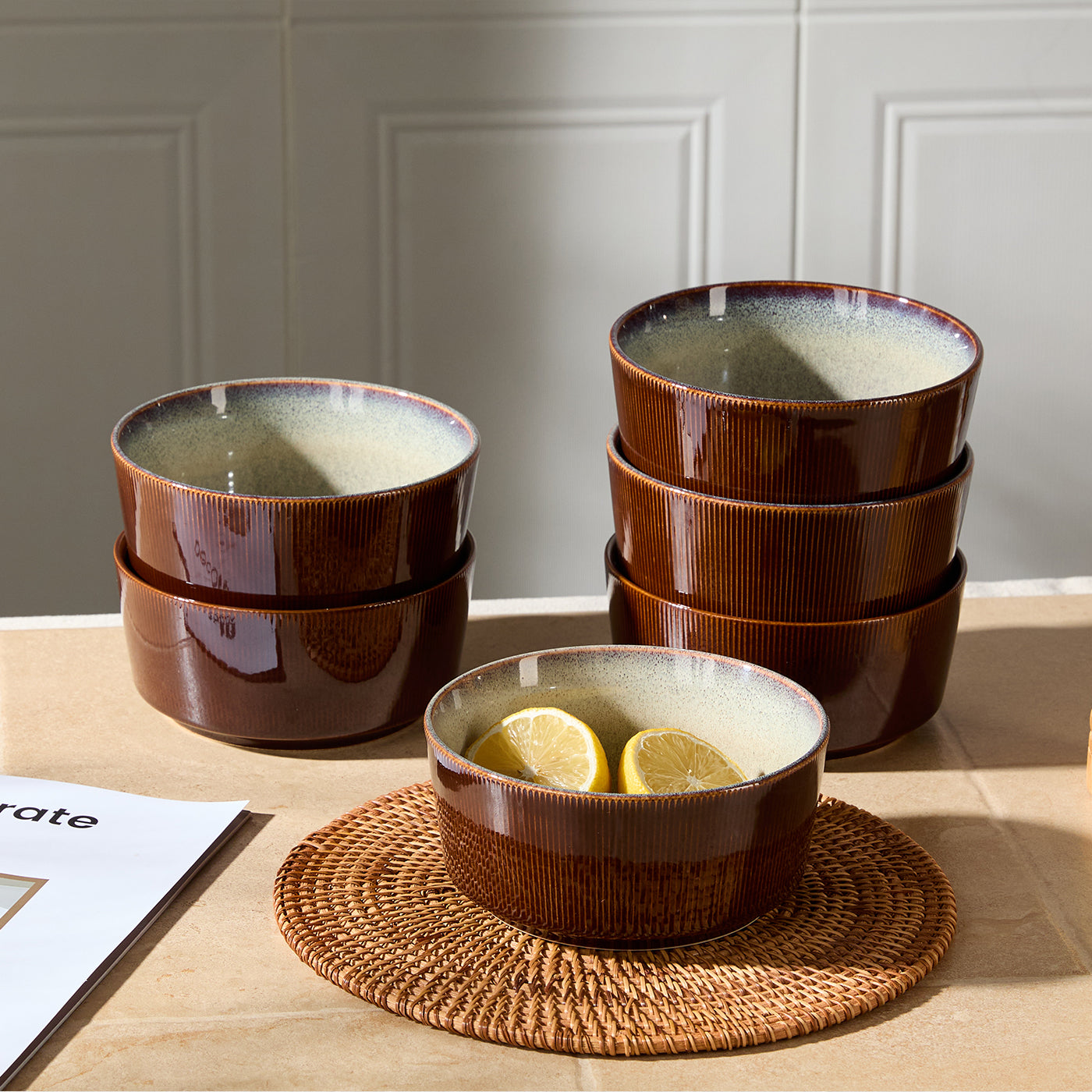 JIWOO-Roman Holiday, 6pcs, 6zoll 15,2cm Schale, Mikrowellengeeignet und Spülmaschinengeeignet