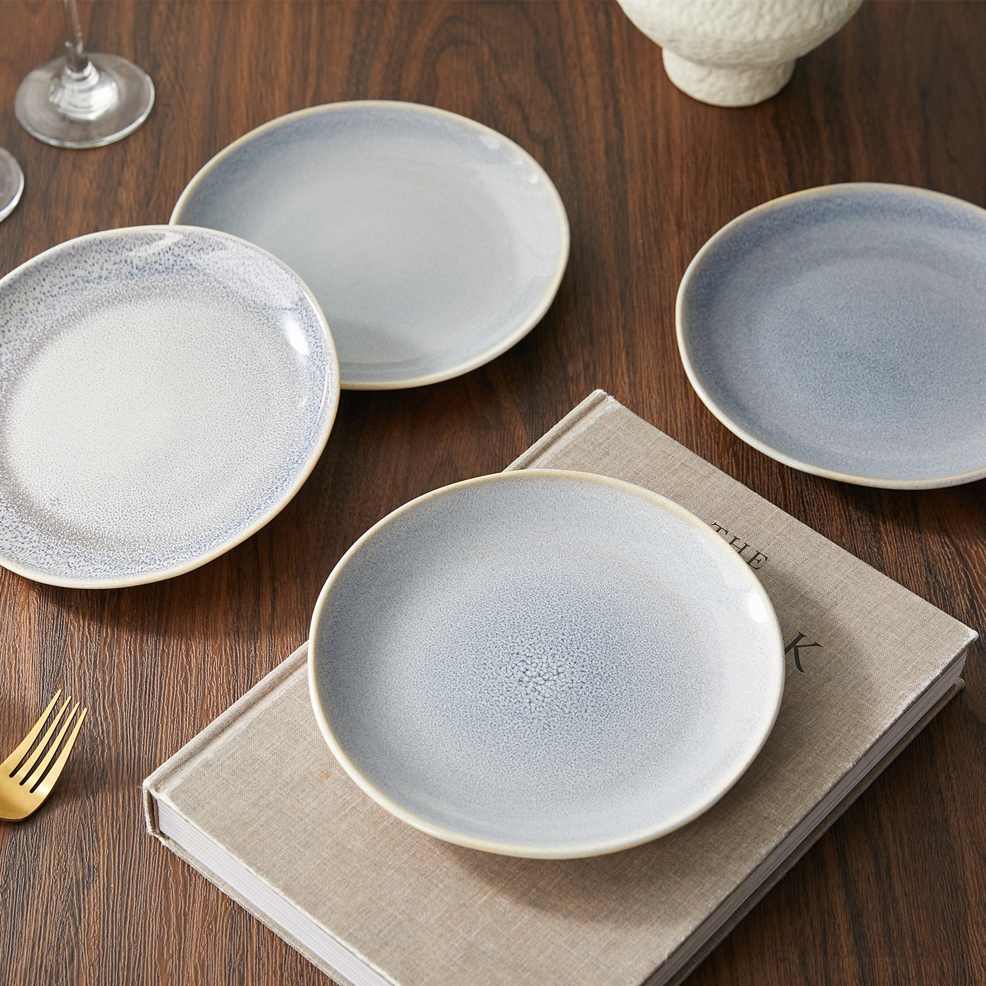 JIWOO-Lovina, 4pcs, 8zoll 19,5cm Essteller, Mikrowellengeeignet und Spülmaschinengeeignet