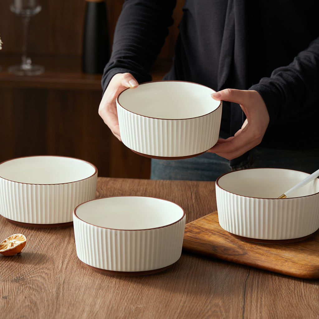 JIWOO-Collins, 4-teiliges 15cm Schale, Mikrowellengeeignet und Spülmaschinengeeignet