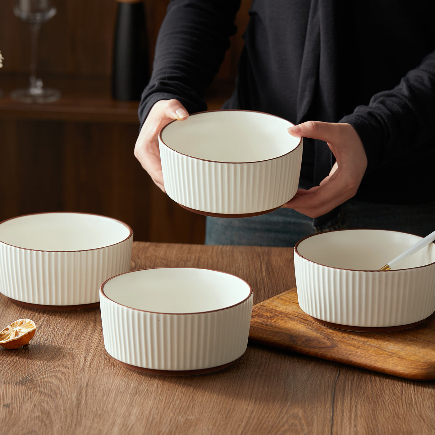 JIWOO-Collins, 4pcs, 6zoll 15cm Schale, Mikrowellengeeignet und Spülmaschinengeeignet