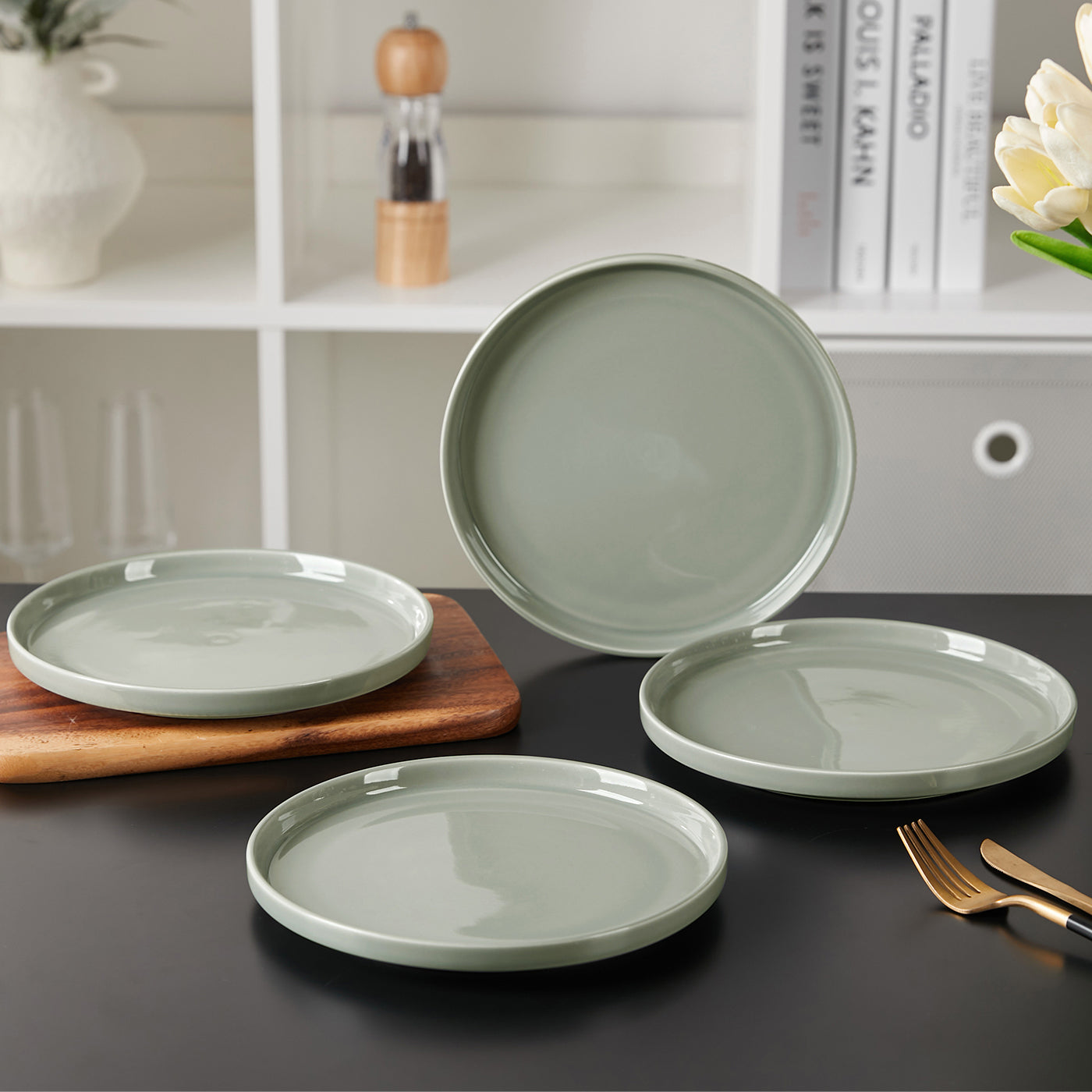 JIWOO-Beira, 4pcs, 8Zoll 21cm Essteller, Mikrowellengeeignet und Spülmaschinengeeignet