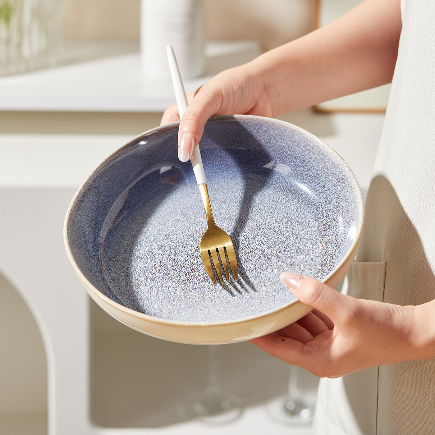 JIWOO-Lovina, 4pcs, 9zoll 21,9cm Suppenteller, Mikrowellengeeignet und Spülmaschinengeeignet