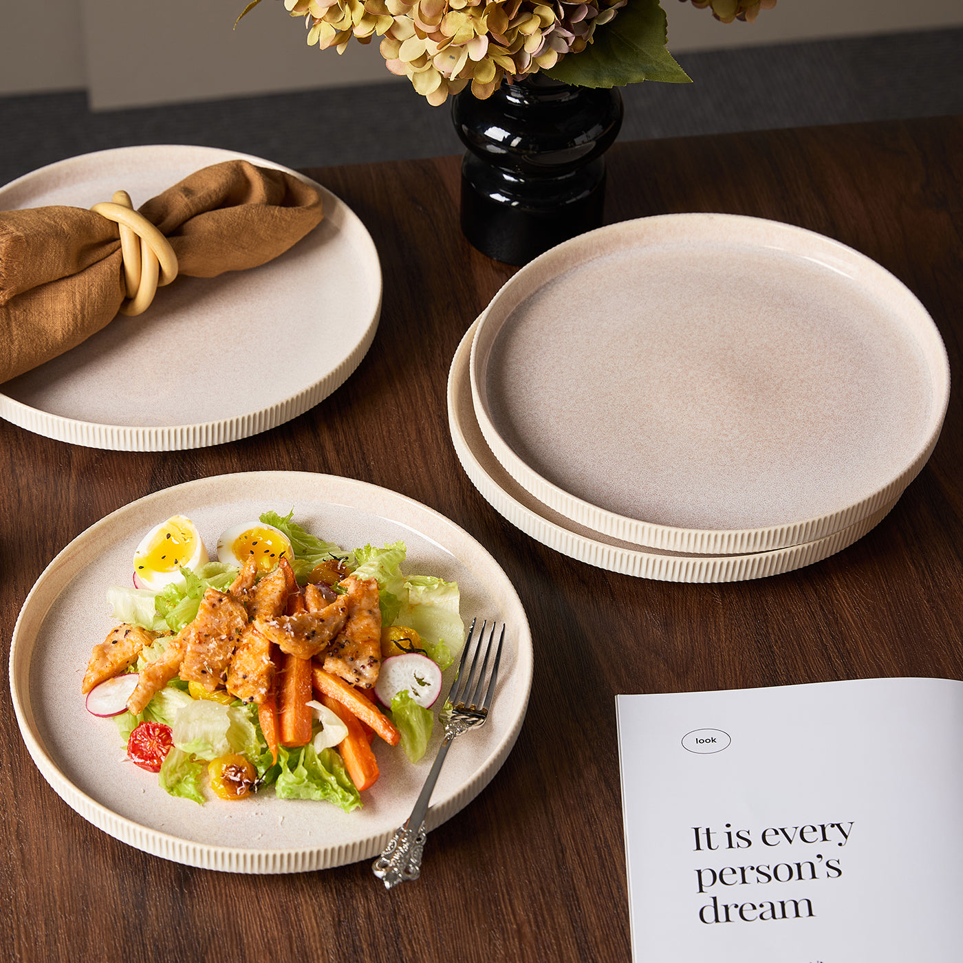 JIWOO-Roman Holiday, 4pcs, 10,5zoll 27,7cm  Essteller, Mikrowellengeeignet und Spülmaschinengeeignet