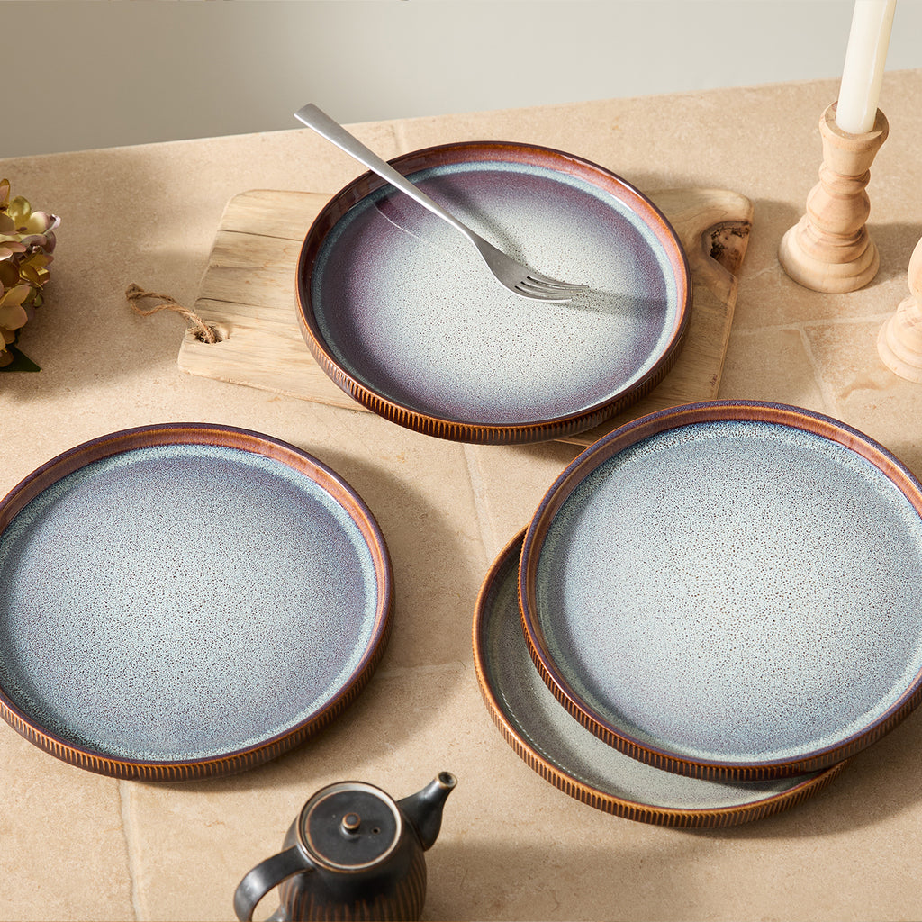 JIWOO-Roman Holiday, 4-teiliges 21,3cm Essteller, Mikrowellengeeignet und Spülmaschinengeeignet