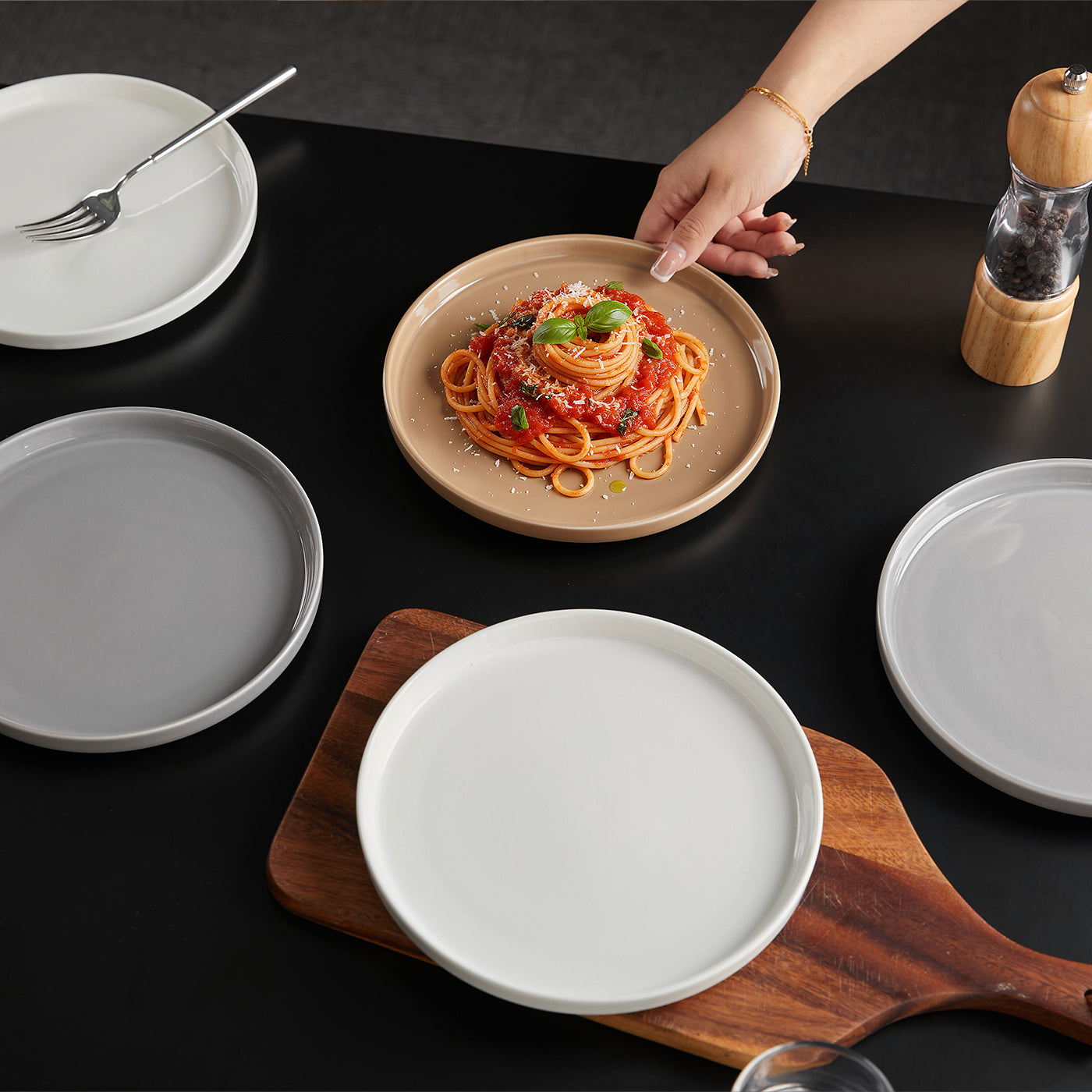 JIWOO-Beira, 6-teiliges 21cm Essteller,Mikrowellengeeignet und Spülmaschinengeeignet