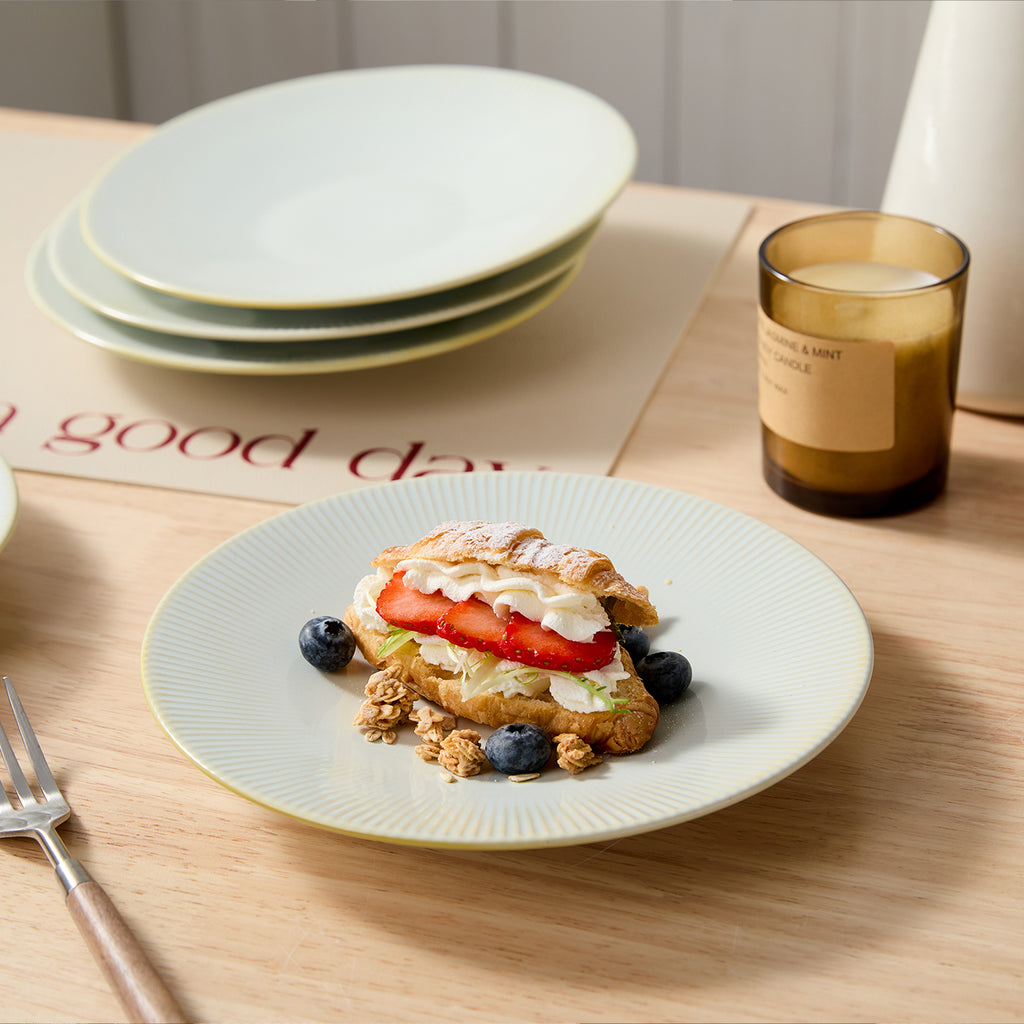 JIWOO-Moire, 6pcs, 8.5 inch 21.7cm Plates, Microwave and Dishwasher Safe