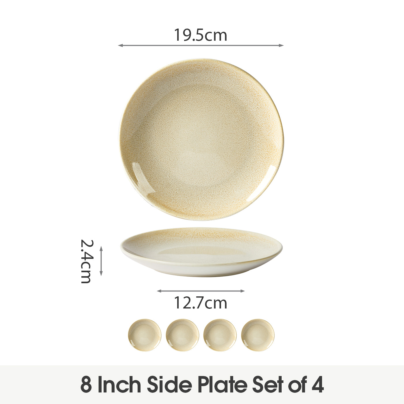 JIWOO-Lovina, 4pcs, 8zoll 19,5cm Essteller, Mikrowellengeeignet und Spülmaschinengeeignet