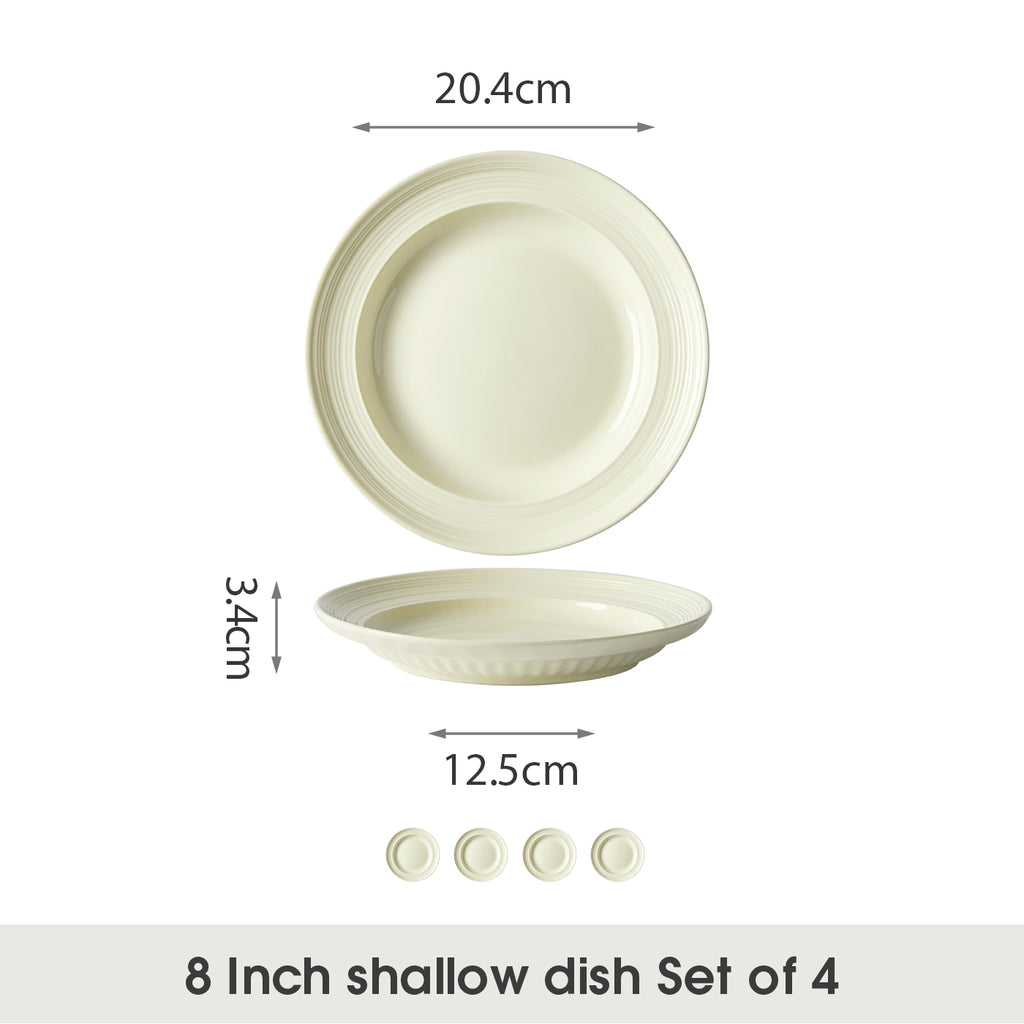 JIWOO-Light stream, 4-teiliges 20,4cm Flache Teller, Mikrowellengeeignet und Spülmaschinengeeignet