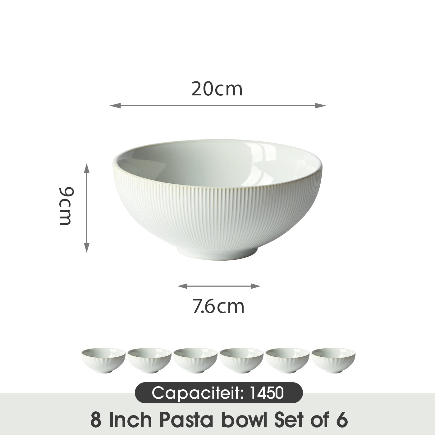 JIWOO-Moire, 6pcs, 8zoll 20cm Schüssel, Mikrowellengeeignet und Spülmaschinengeeignet