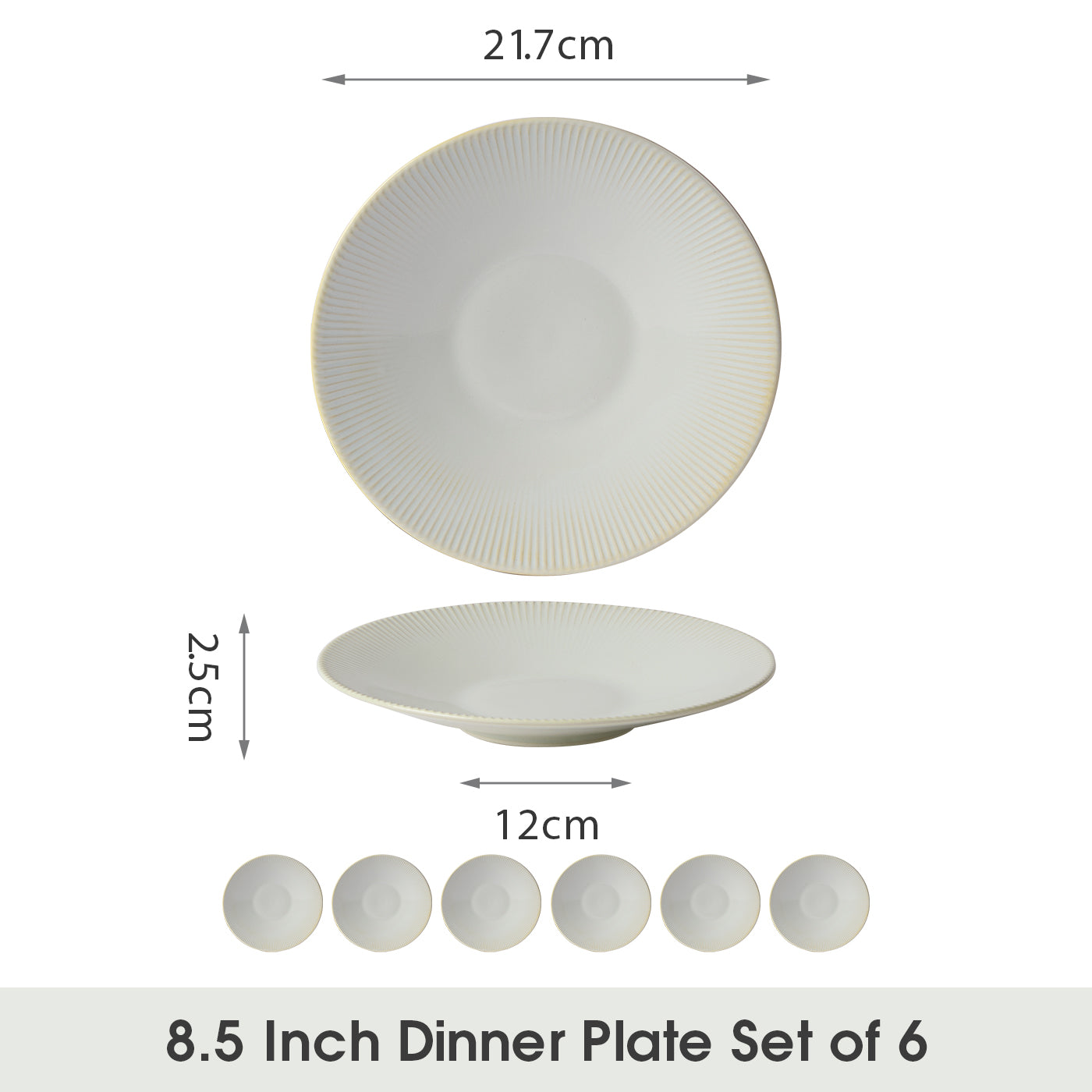 JIWOO-Moire, 6pcs, 8,5Zoll 21,7cm Teller, Mikrowellengeeignet und Spülmaschinengeeignet