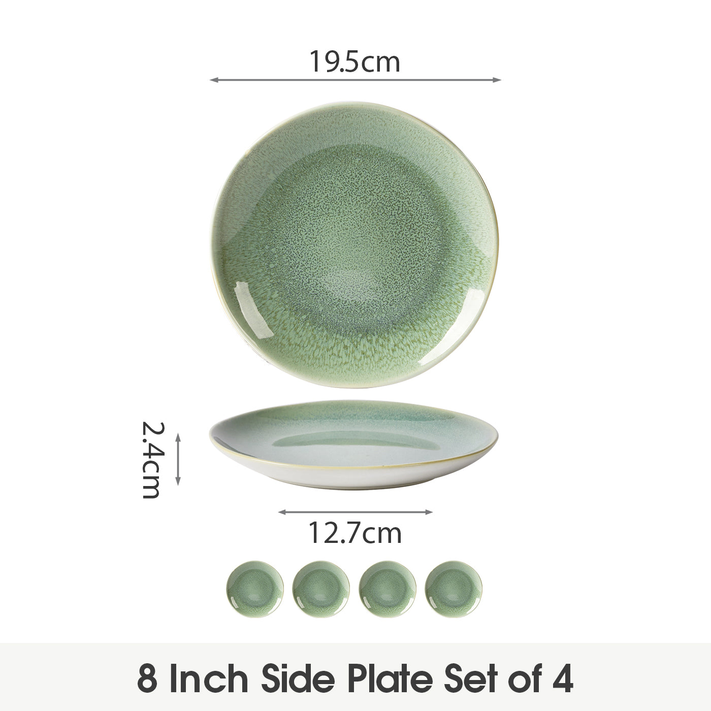 JIWOO-Lovina, 4pcs, 8zoll 19,5cm Essteller, Mikrowellengeeignet und Spülmaschinengeeignet