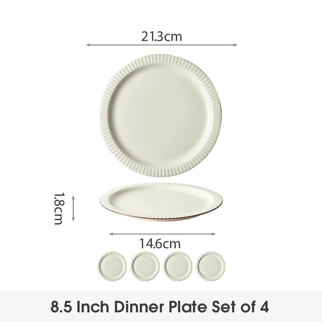 JIWOO-Collins, 4pcs, 8,5zoll 21,3cm Essteller, Mikrowellengeeignet und Spülmaschinengeeignet