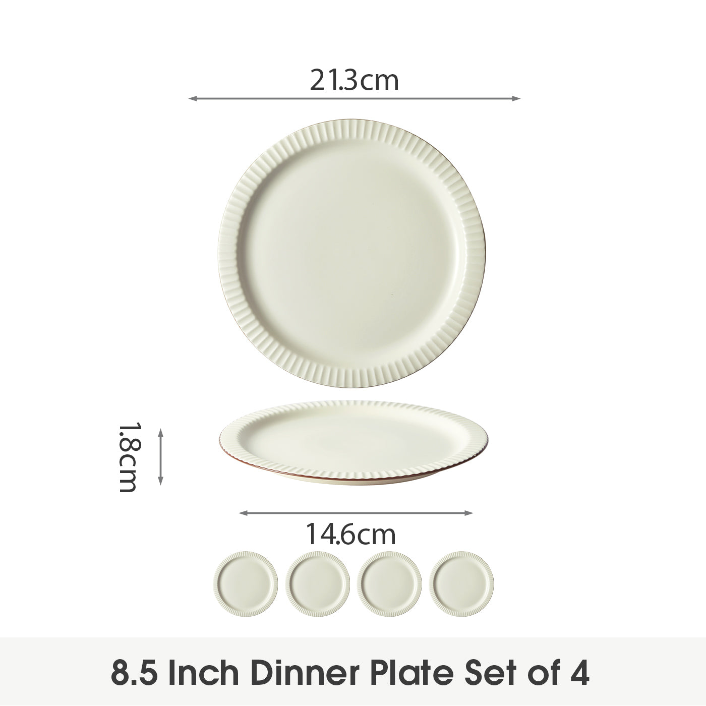 JIWOO-Collins, 4pcs, 8,5zoll 21,3cm Essteller, Mikrowellengeeignet und Spülmaschinengeeignet