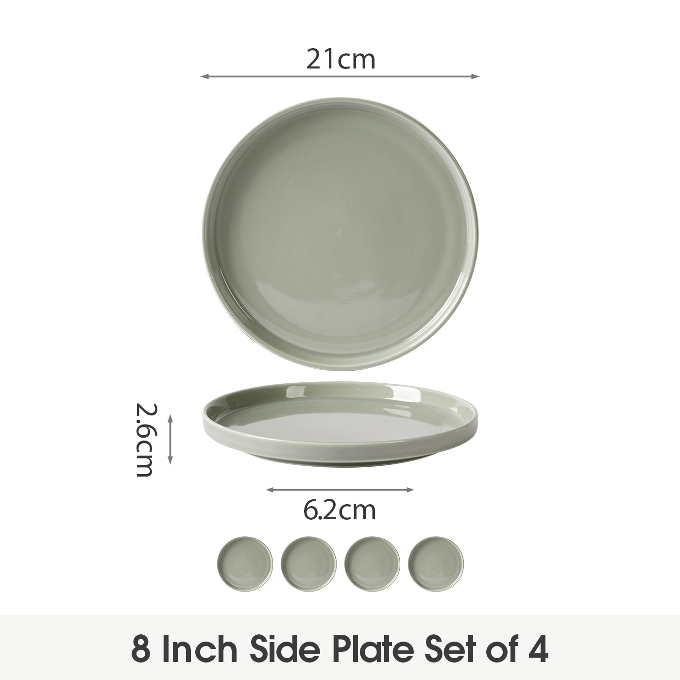 JIWOO-Beira, 4pcs, 8Zoll 21cm Essteller, Mikrowellengeeignet und Spülmaschinengeeignet
