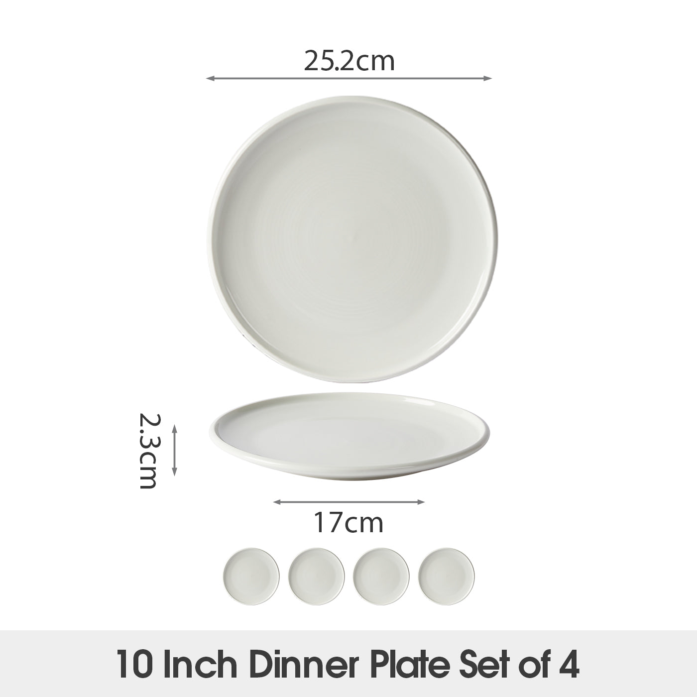 JIWOO-Zen, 4pcs, 10zoll 25,2cm Essteller, Mikrowellengeeignet und Spülmaschinengeeignet