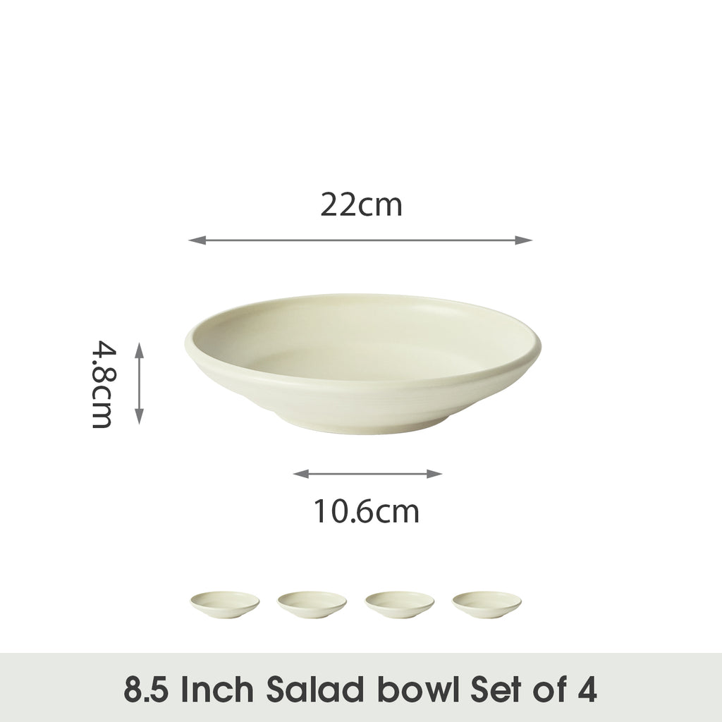 JIWOO-Zen, 4pcs, 8,5zoll 22cm Suppenteller, Mikrowellengeeignet und Spülmaschinengeeignet