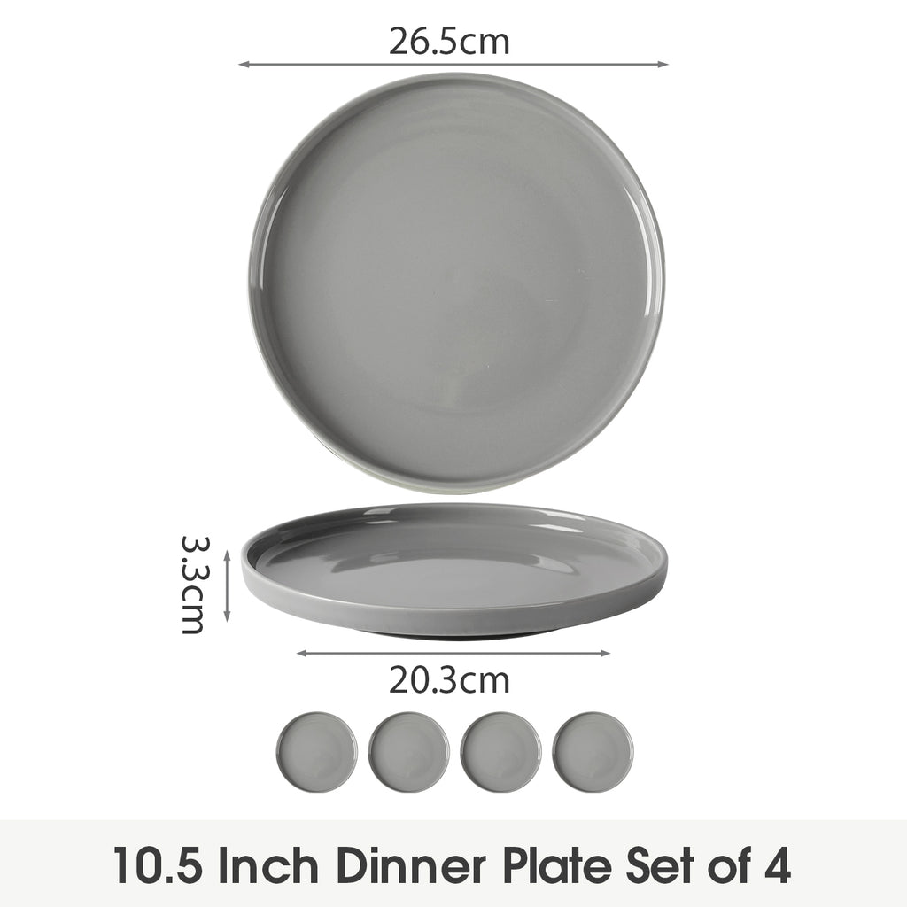 JIWOO-Beira, 4pcs, 10,5zoll 26,5cm Essteller, Mikrowellengeeignet und Spülmaschinengeeignet