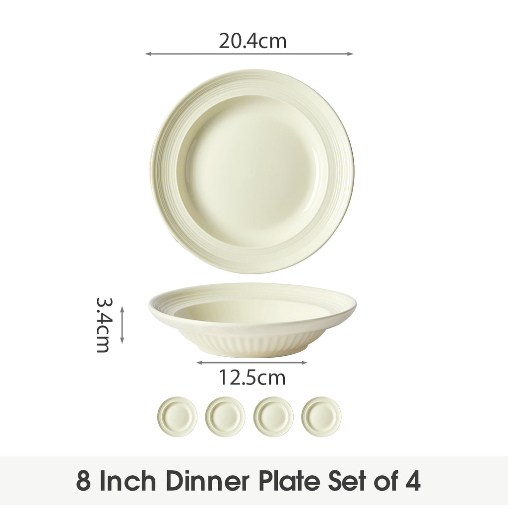 JIWOO-Light stream, 4-teiliges 20,4cm Tiefer teller, Mikrowellengeeignet und Spülmaschinengeeignet