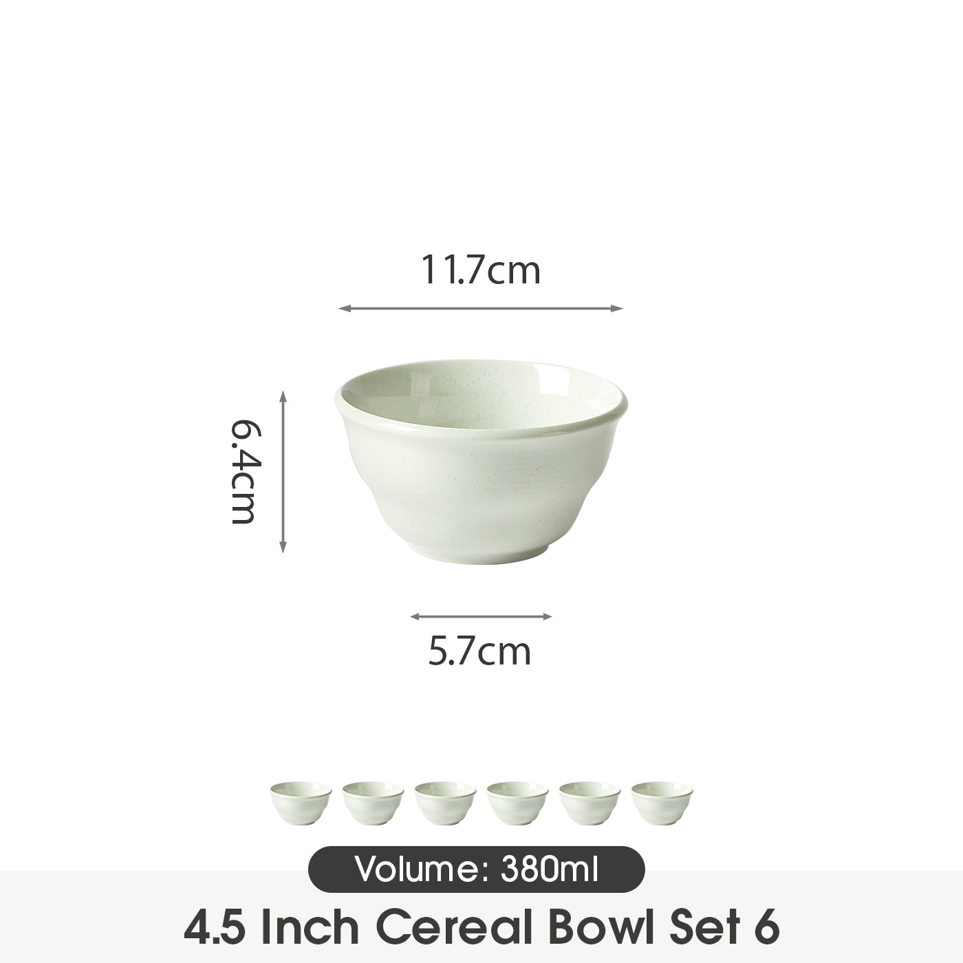 JIWOO-Zen, 6pcs, 4,5Zoll 11,7cm Schüssel, Mikrowellengeeignet und Spülmaschinengeeignet